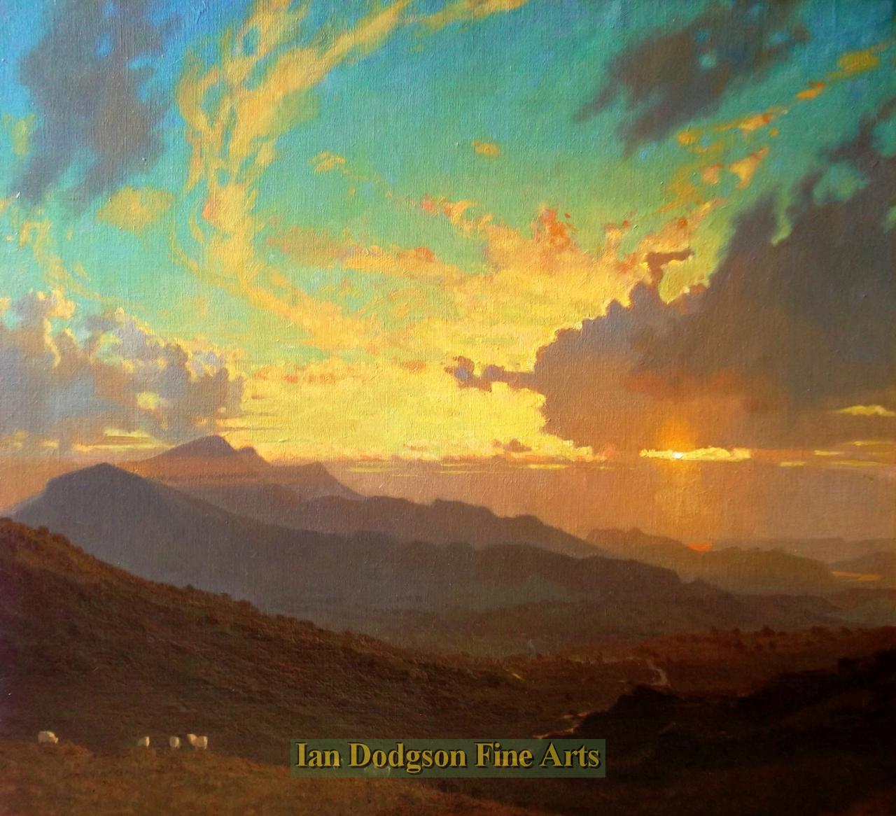 David Woodford - Cader Idris and  Mawddach Estuary Oil on canvas (c1985)