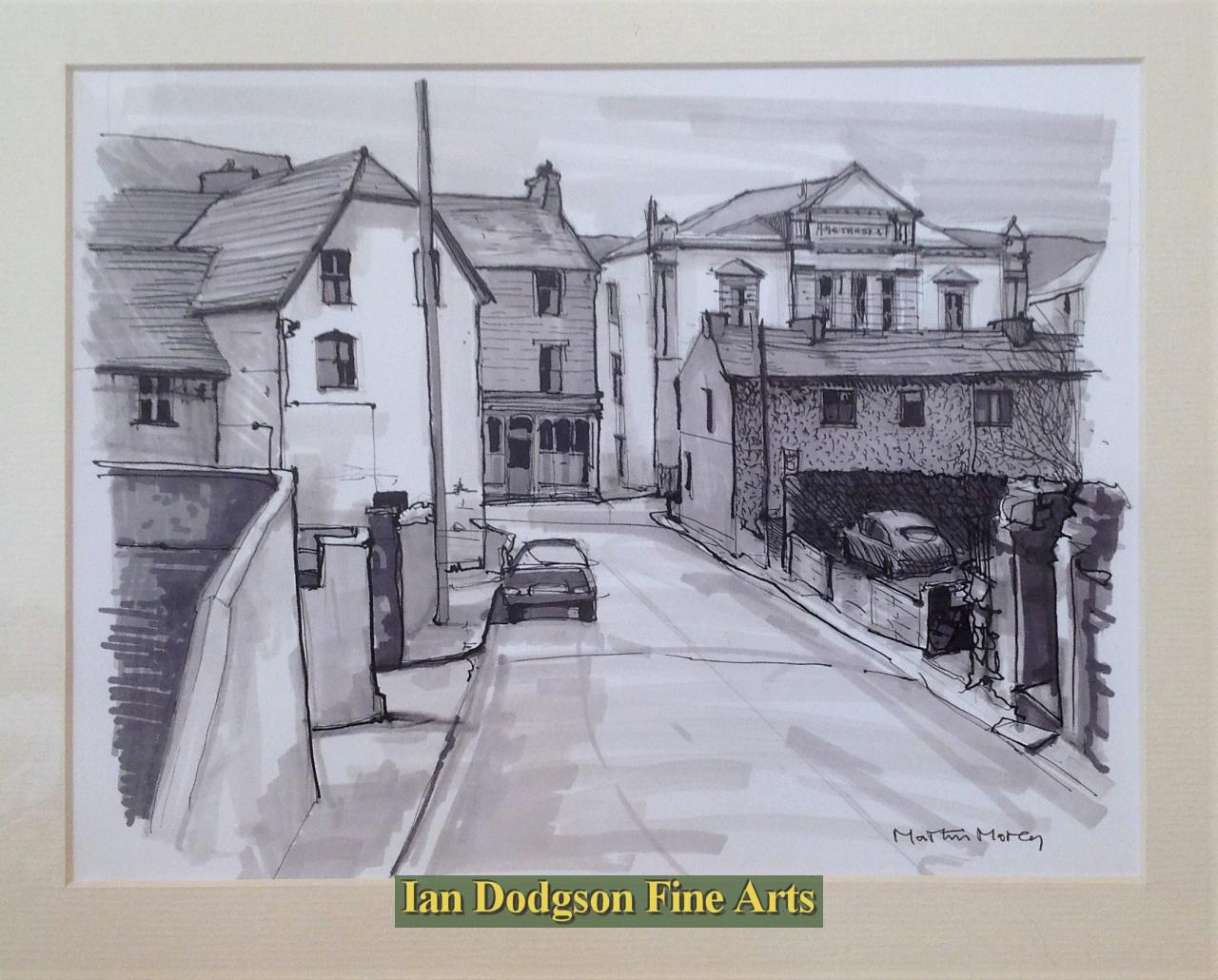Martin Morley - Bethesda from Penybryn Road Pen & Wash (c1990)
